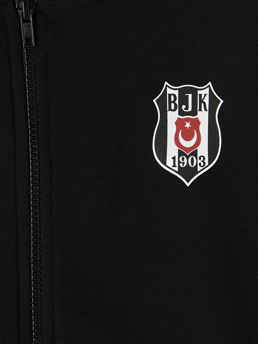 Siyah Kapüşonlu Beşiktaş Erkek Çocuk Fermuarlı Sweatshirt-1