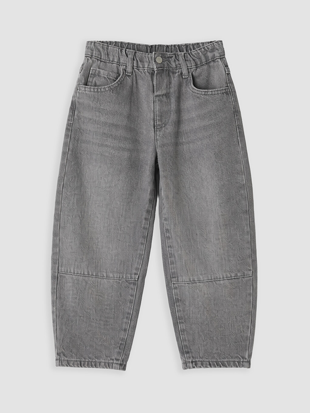 Gri Barrel Fit Erkek Çocuk Jean Pantolon