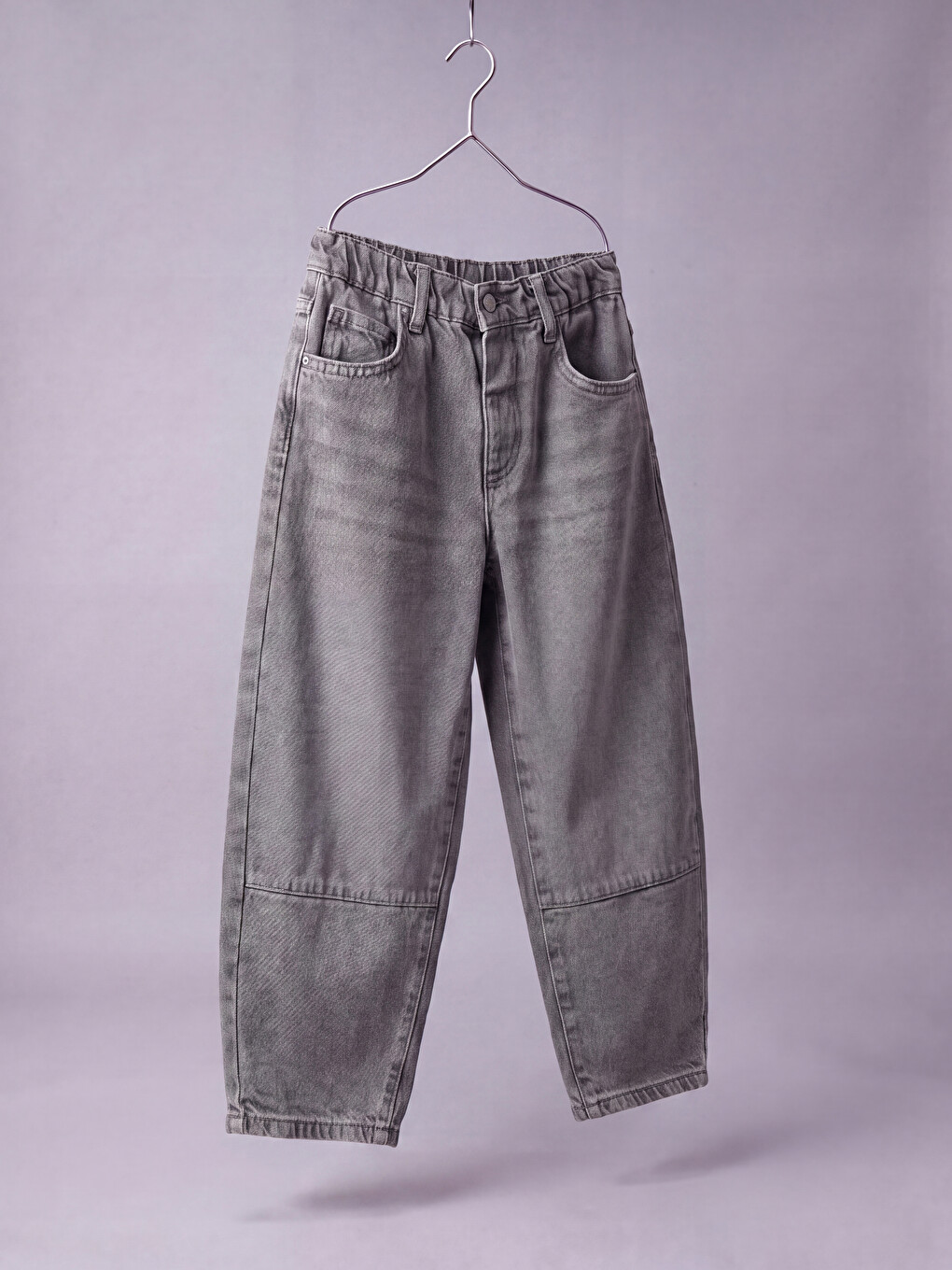 Gri Baggy Fit Erkek Çocuk Jean Pantolon-1