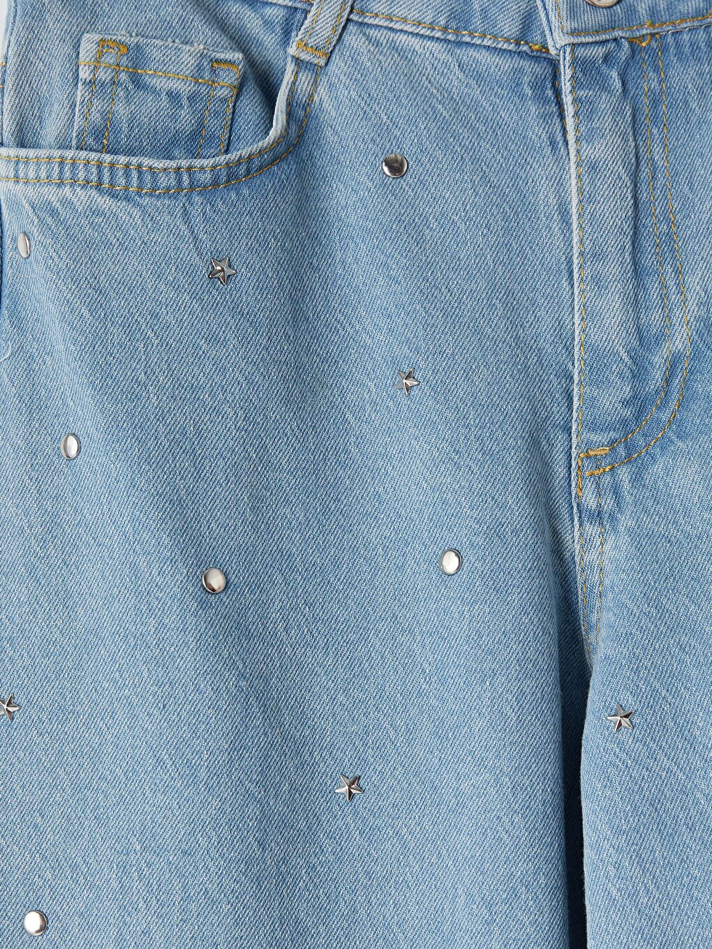 Regular Fit Stone Detailed Girls' Jeans-1