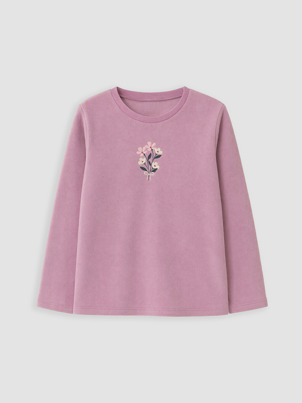 Lila Bisiklet Yaka Kız Çocuk Polar Pijama Takım-1