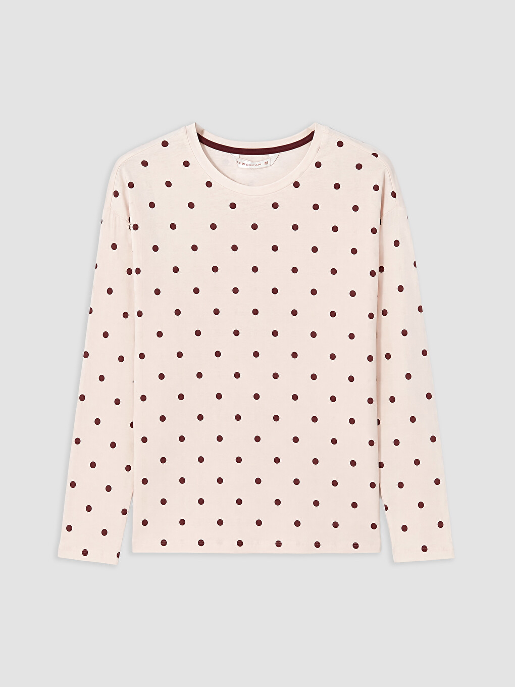 Pembe Bisiklet Yaka Desenli Kadın Pijama Takım-1