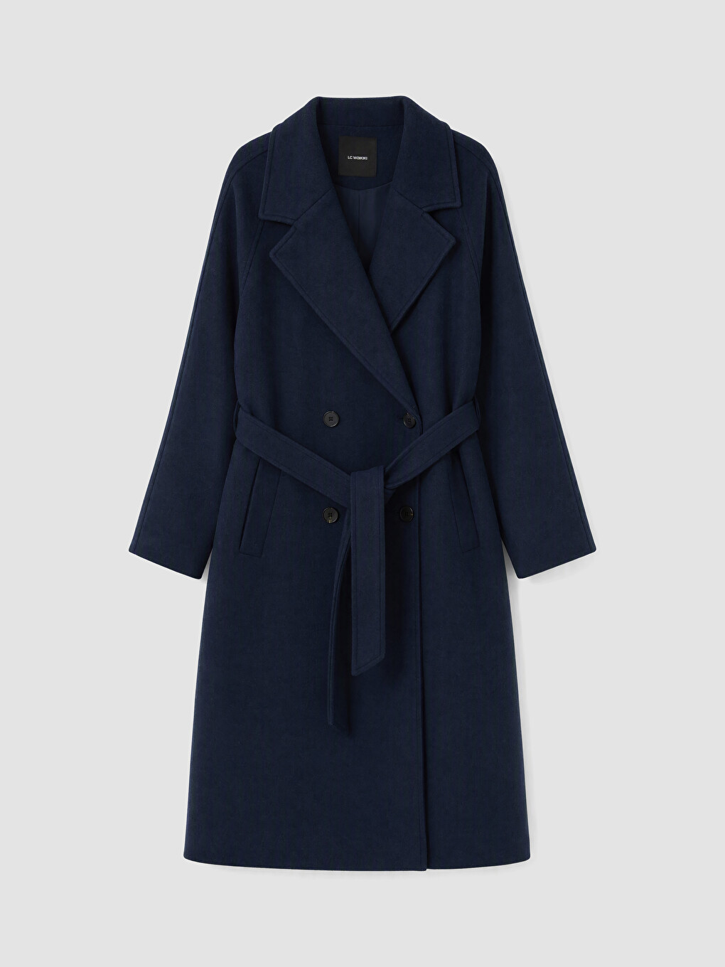 Double Breasted Collar Sashed Women's Cachet Coat-5