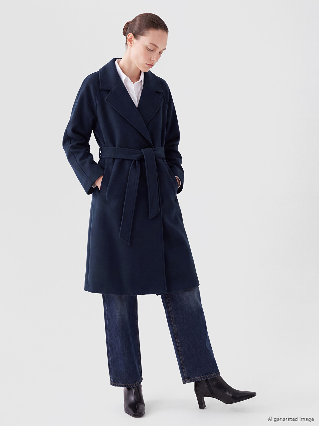 Double Breasted Collar Sashed Women's Cachet Coat-1