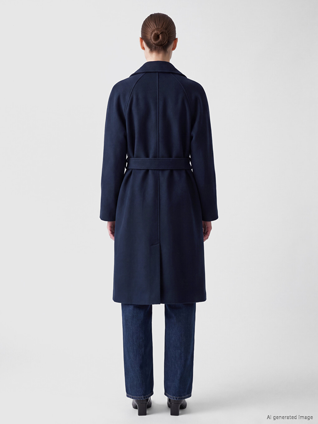 Double Breasted Collar Sashed Women's Cachet Coat-4