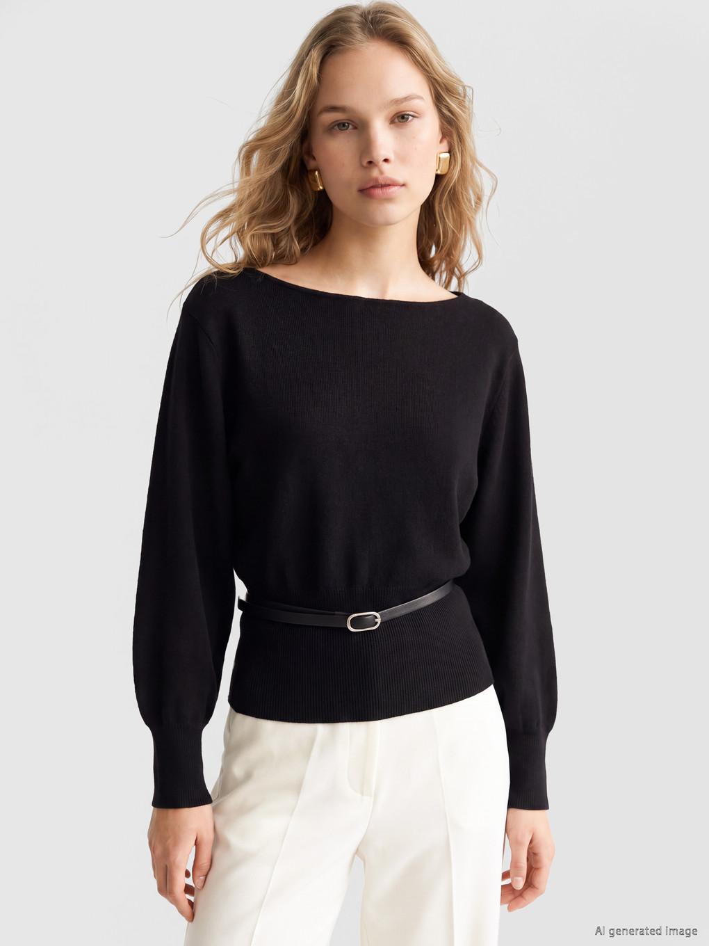 Slash Neck Women's Knitwear Sweater