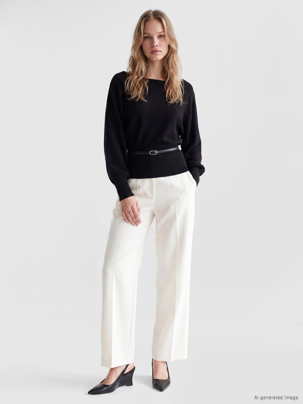 Slash Neck Women's Knitwear Sweater-1