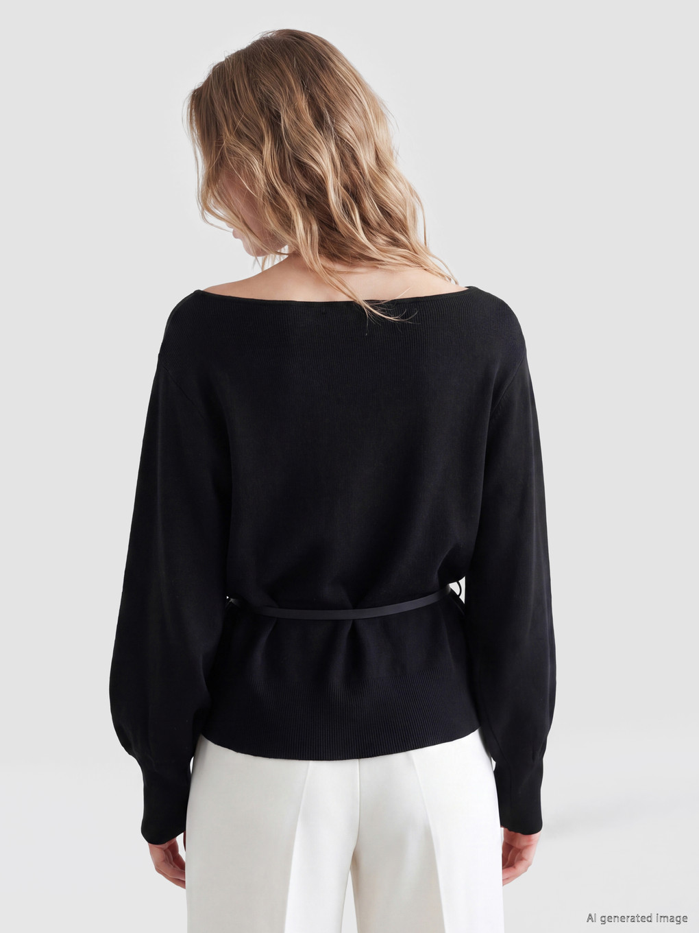 Slash Neck Women's Knitwear Sweater-3