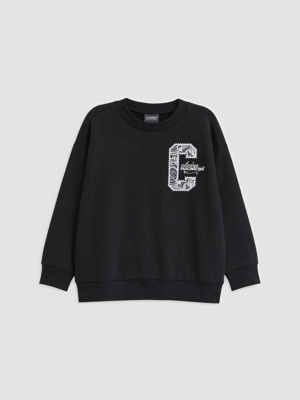 Siyah Baskılı Kız Çocuk Sweatshirt