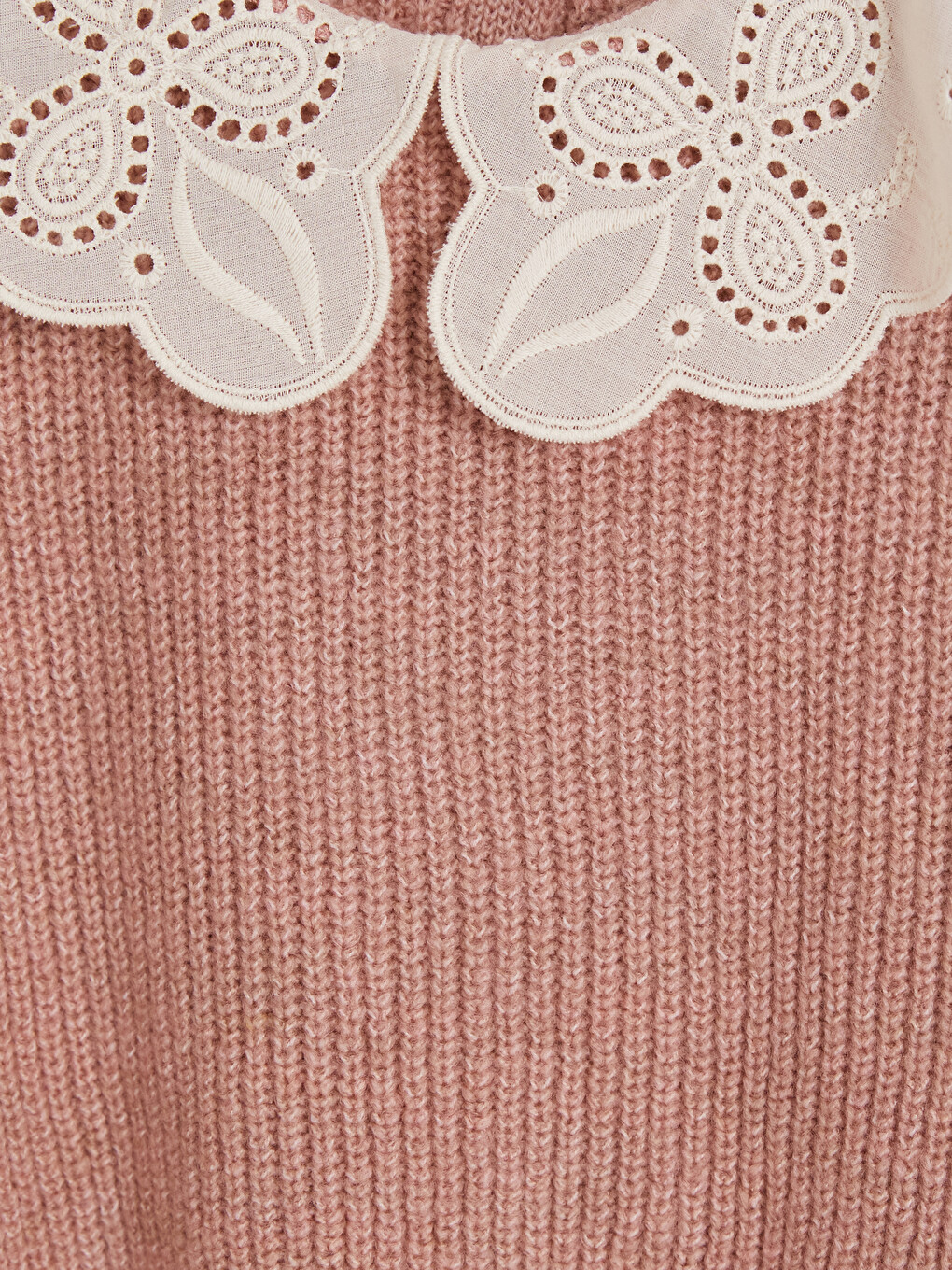 Pembe Bebe Yaka Kız Çocuk Triko Kazak-2