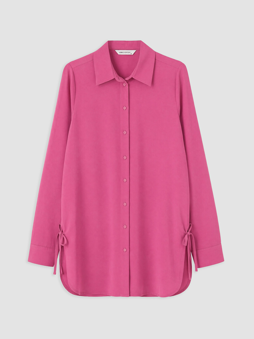 Fuşya Oversize Modal Karışımlı Kadın Gömlek Tunik