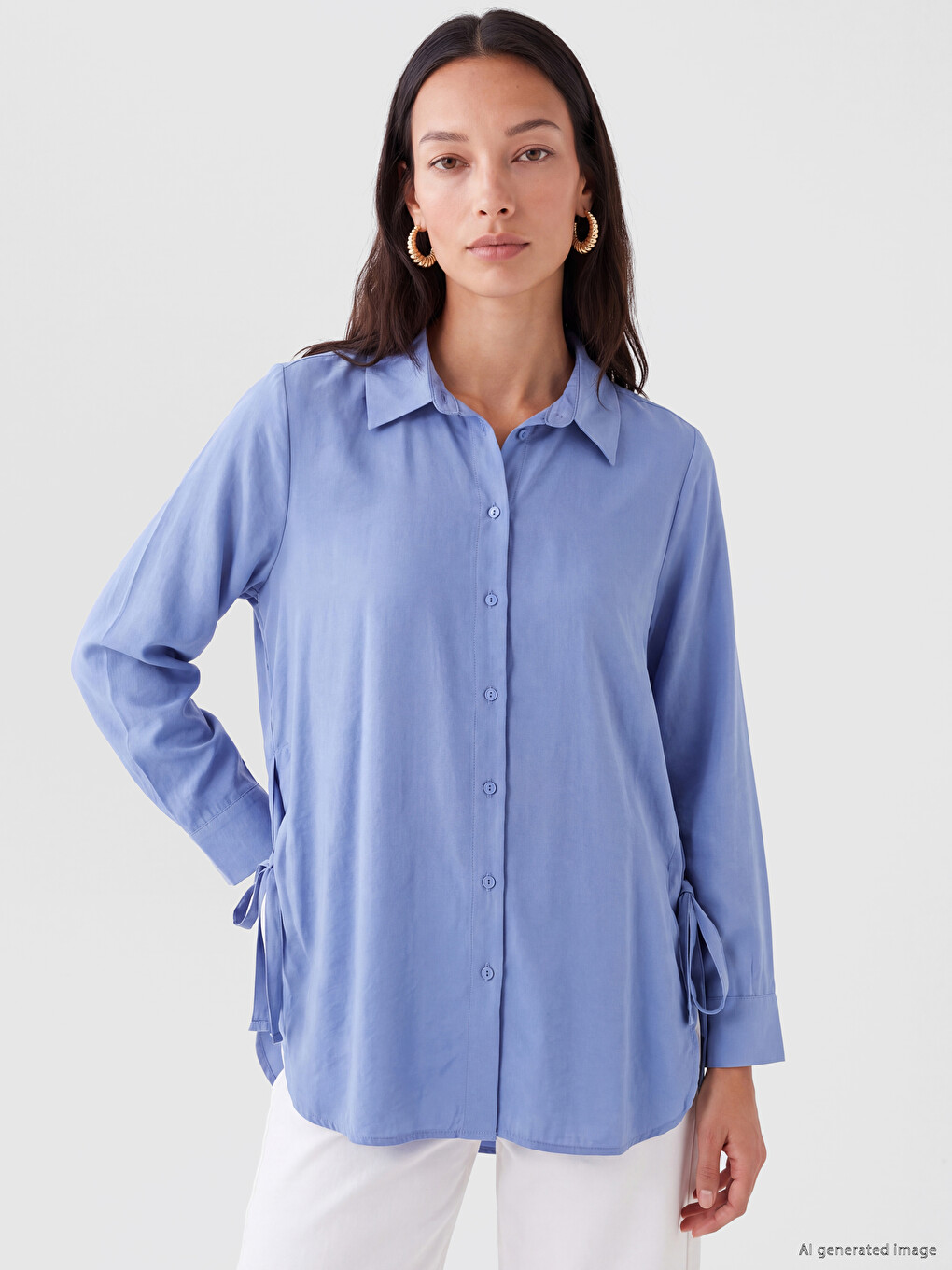 Mor Oversize Modal Karışımlı Kadın Gömlek Tunik