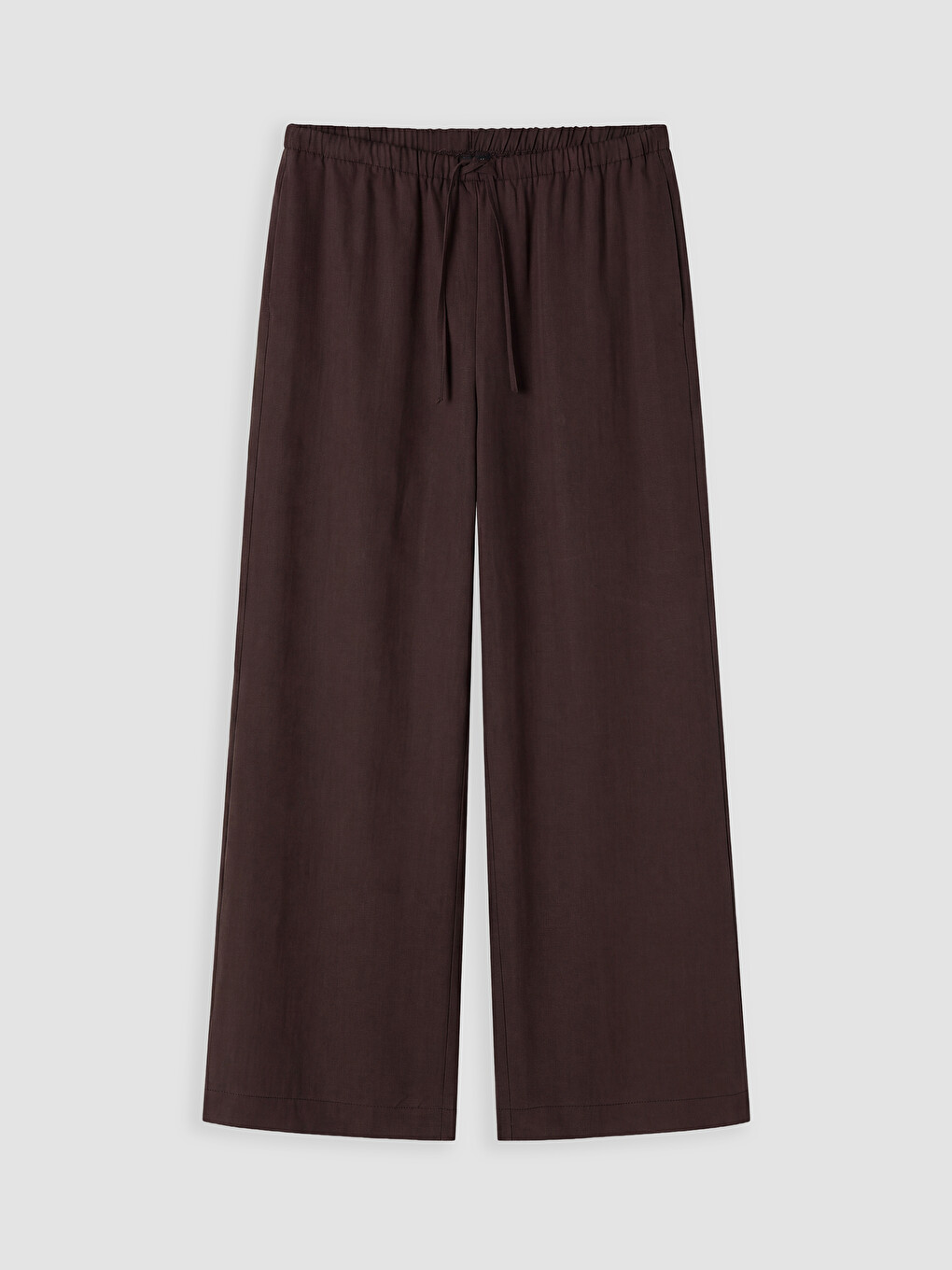 Kahverengi Beli Lastikli Geniş Paça Kadın Pantolon-4
