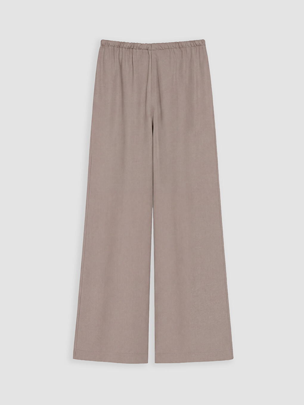 Bej Beli Lastikli Geniş Paça Kadın Pantolon-2