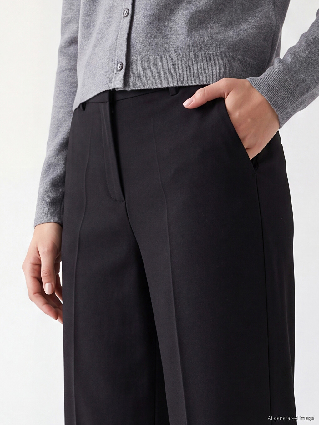 Regular Fit Geniş Paça Kadın Pantolon-2