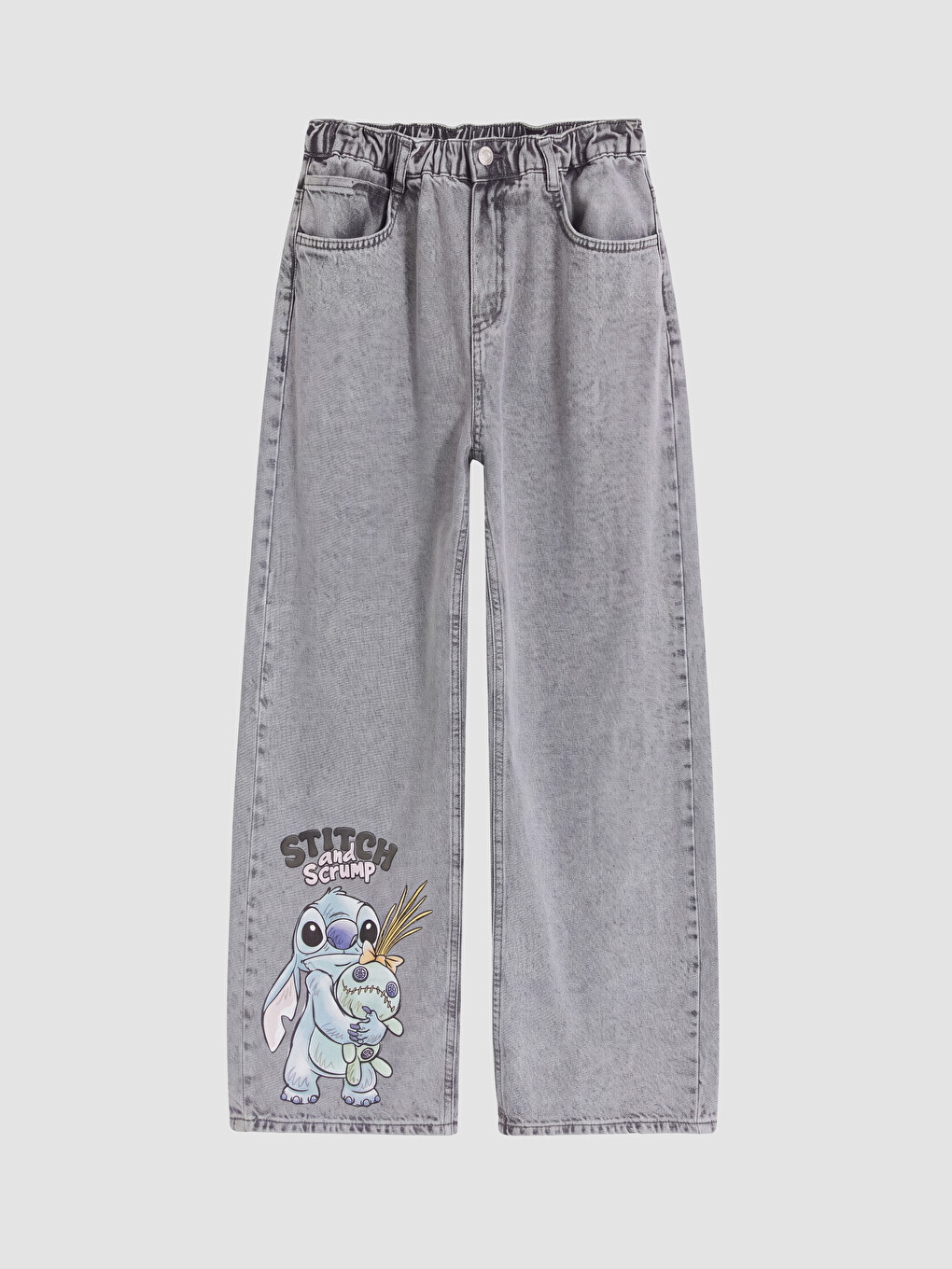 Wideleg Stitch Printed Girls' Jean