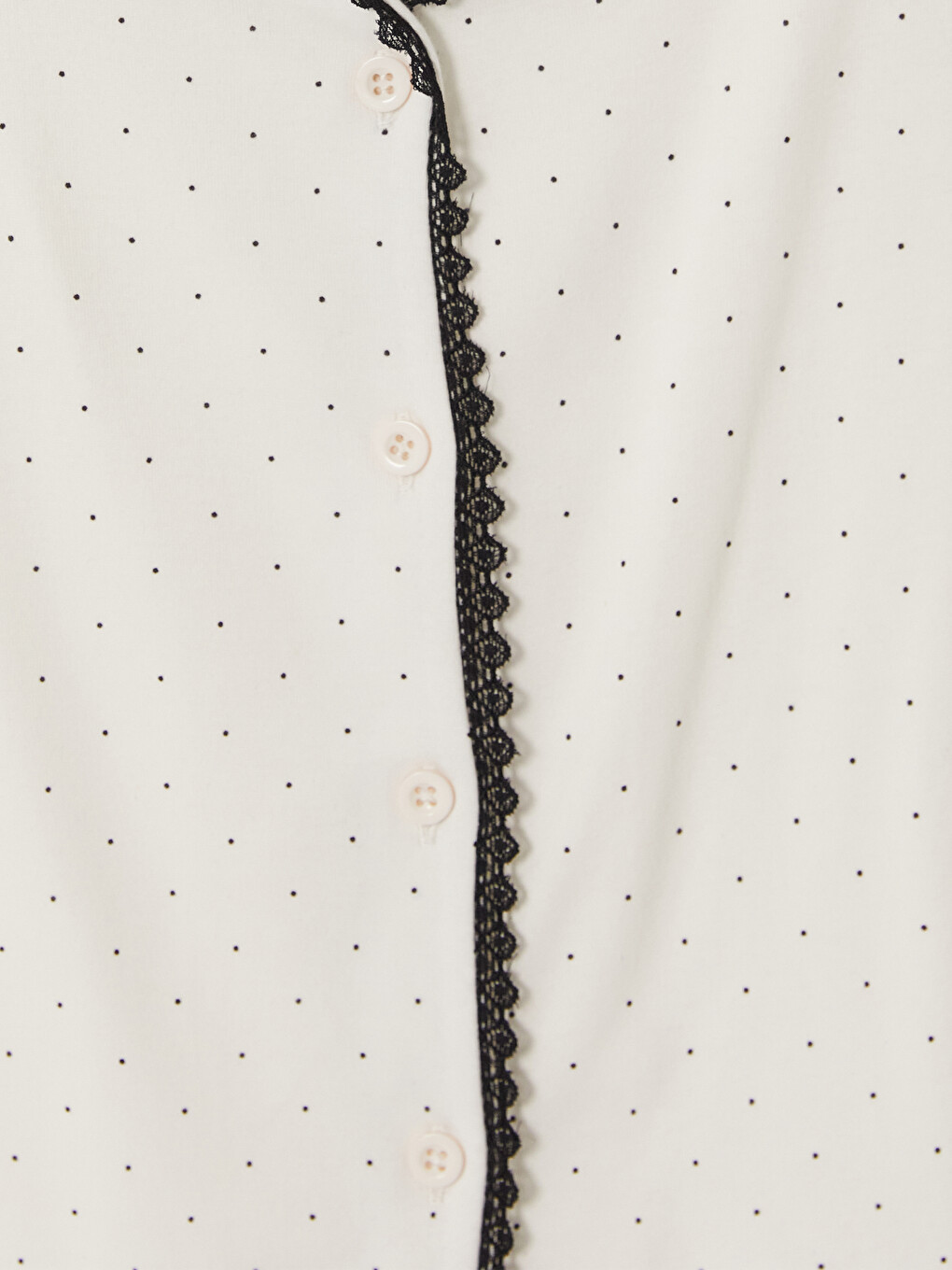 Ekru U Yaka Puantiyeli Kadın Pijama Takım-6