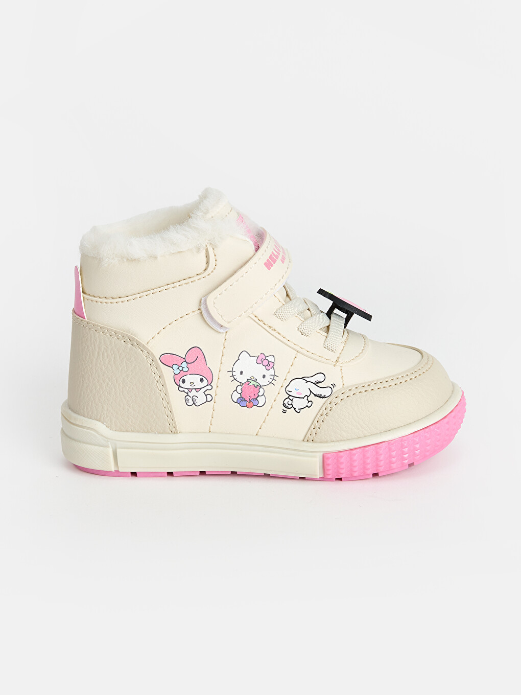 Ekru Baskılı Kürklü Kız Çocuk Sneaker-1