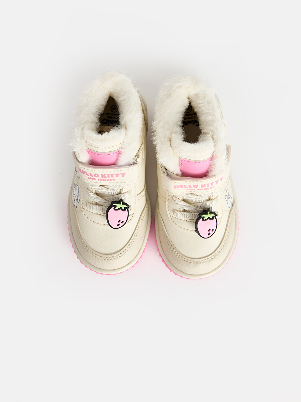 Ekru Baskılı Kürklü Kız Çocuk Sneaker-2