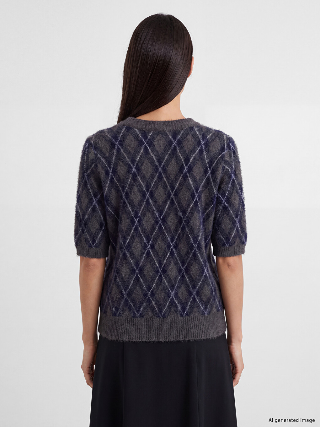 Argyle Patterned Women's Knitwear Sweater-3