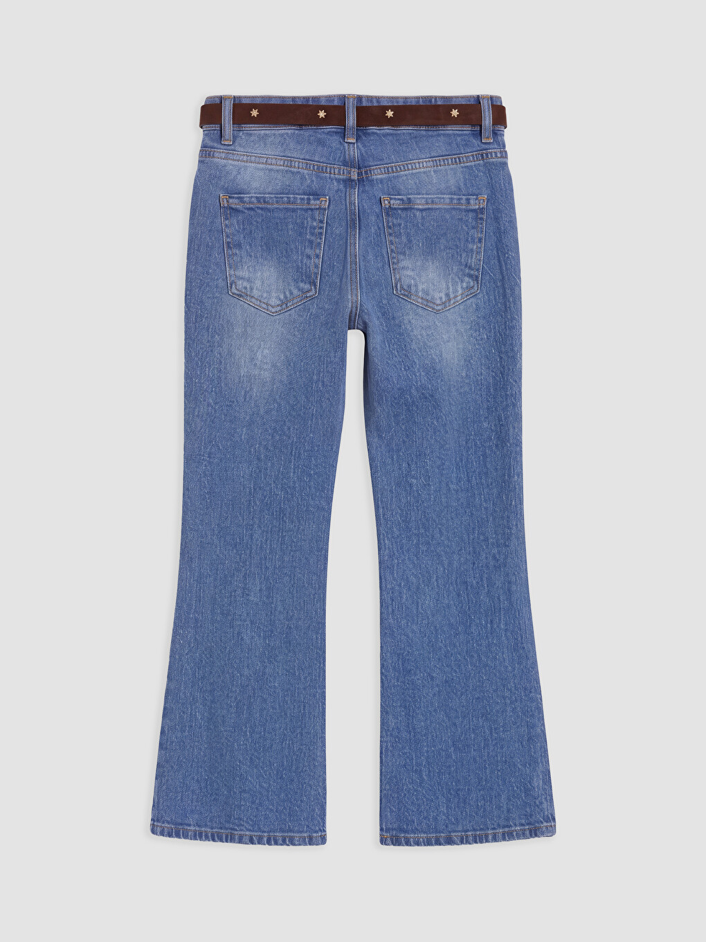İndigo Regular Fit İspanyol Paça Kız Çocuk Jean Pantolon-1