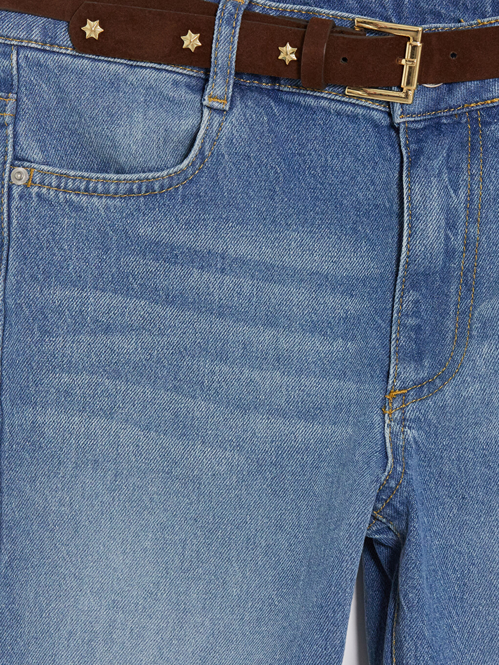 İndigo Regular Fit İspanyol Paça Kız Çocuk Jean Pantolon-2