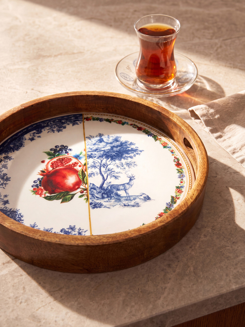 Printed Wood Rimmed Tray