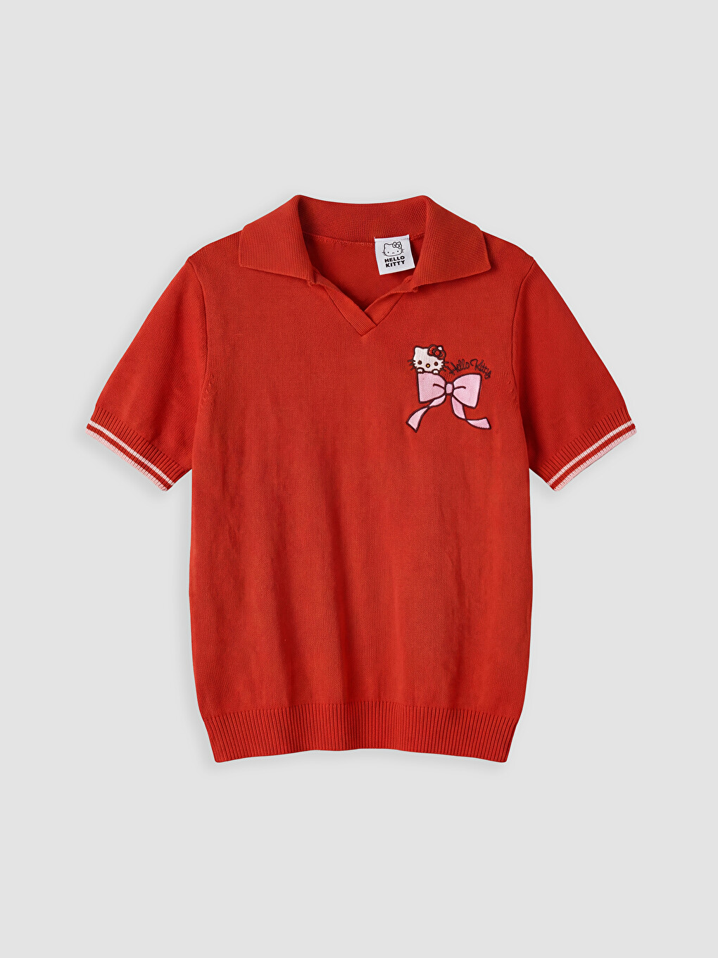 Kırmızı Hello Kitty Nakışlı Kız Çocuk Triko Kazak-2
