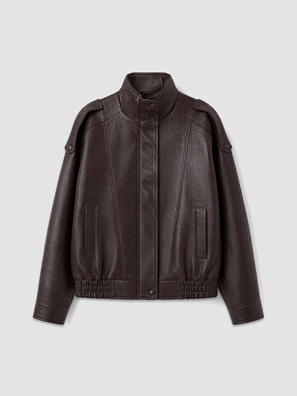 Kunstlederjacke Mit Stehkragen Für Damen-4