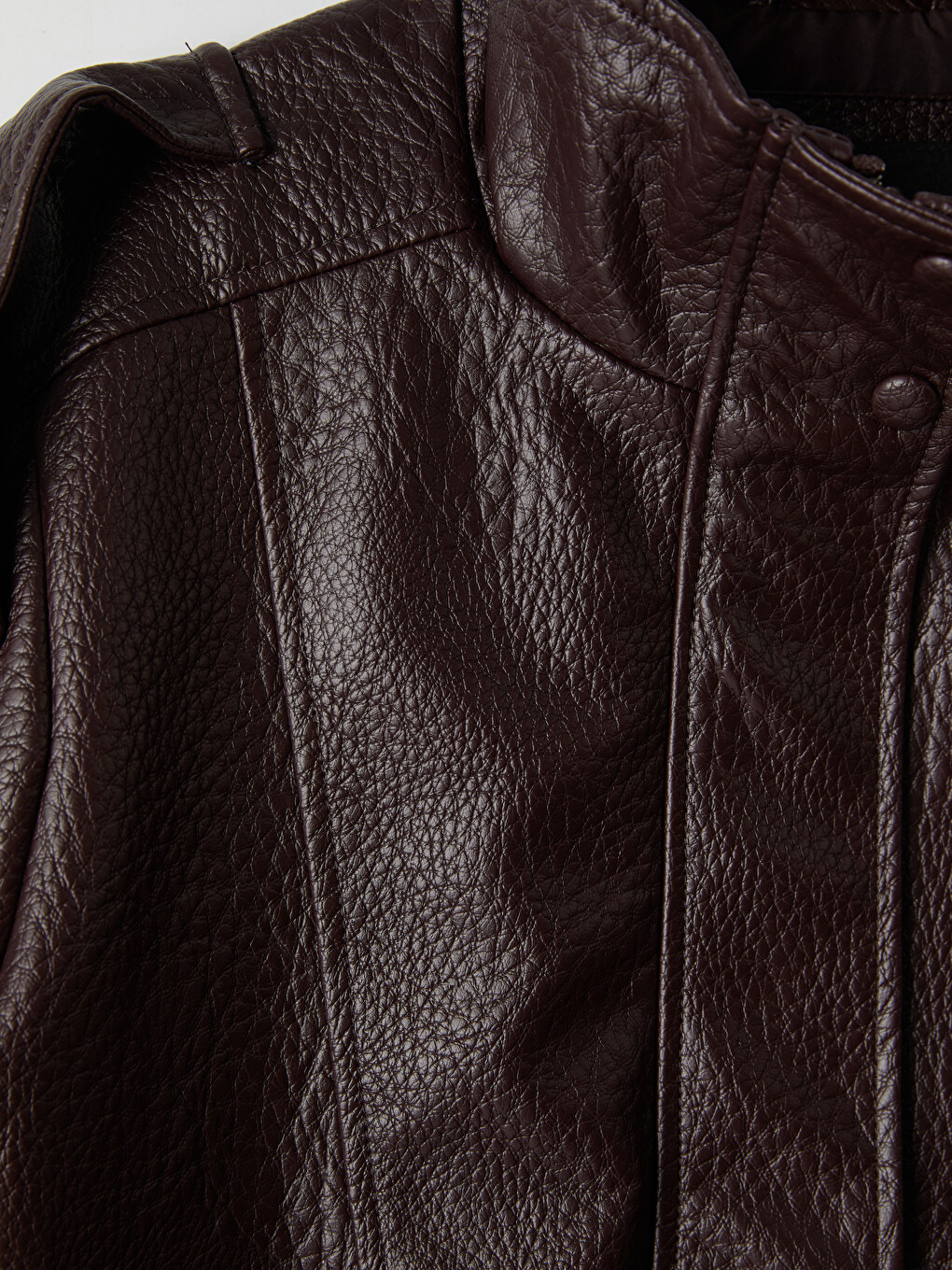 Kunstlederjacke Mit Stehkragen Für Damen-6