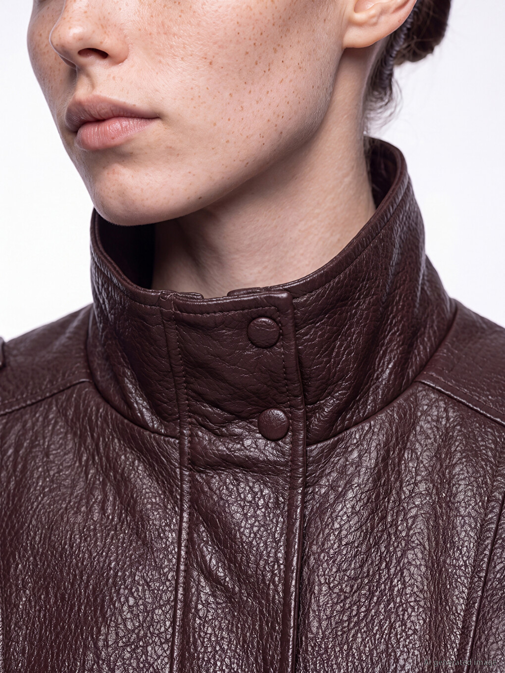 Kunstlederjacke Mit Stehkragen Für Damen-2