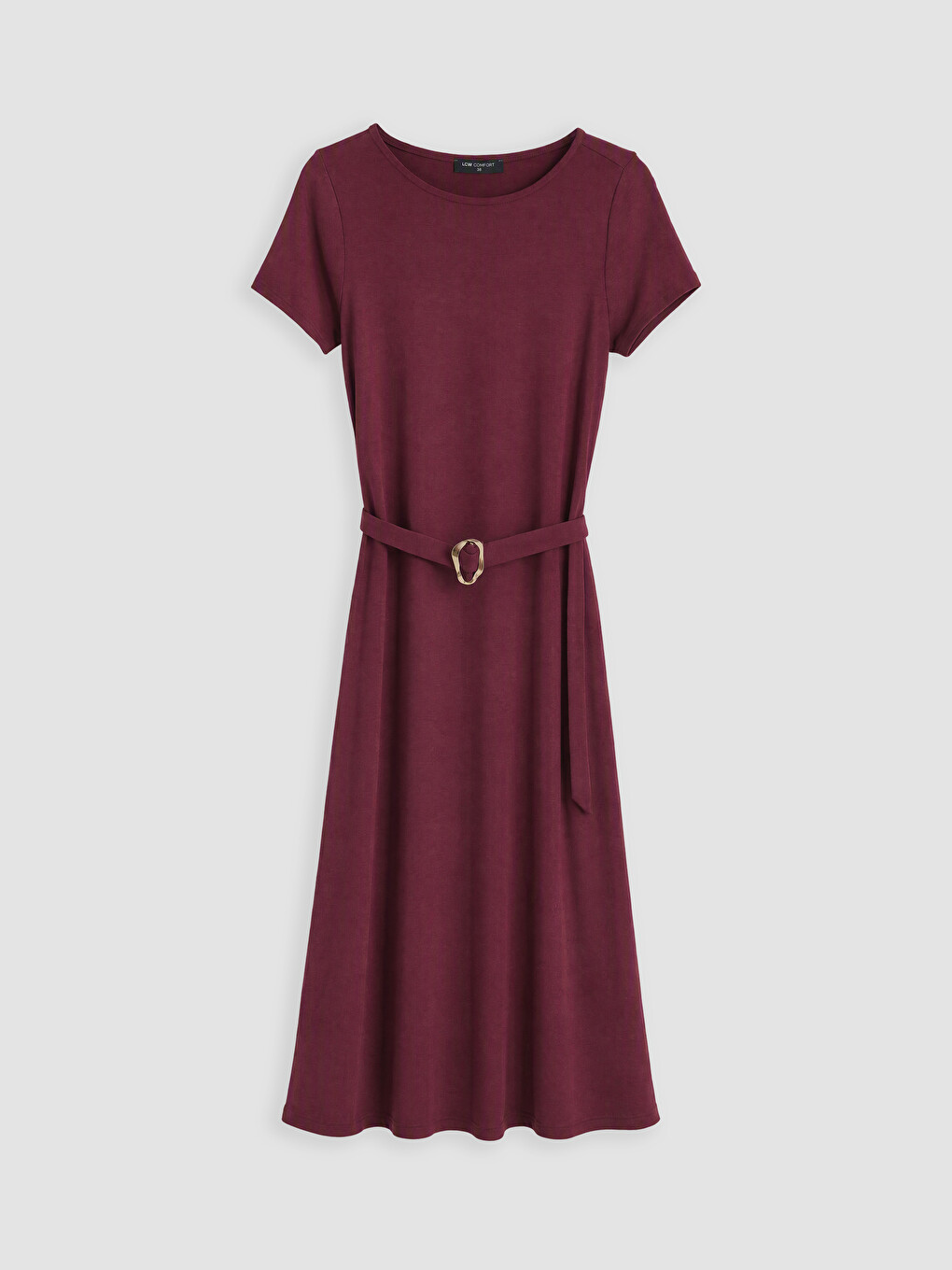 Robe Évasée À Taille Ceinturée À Col Rond