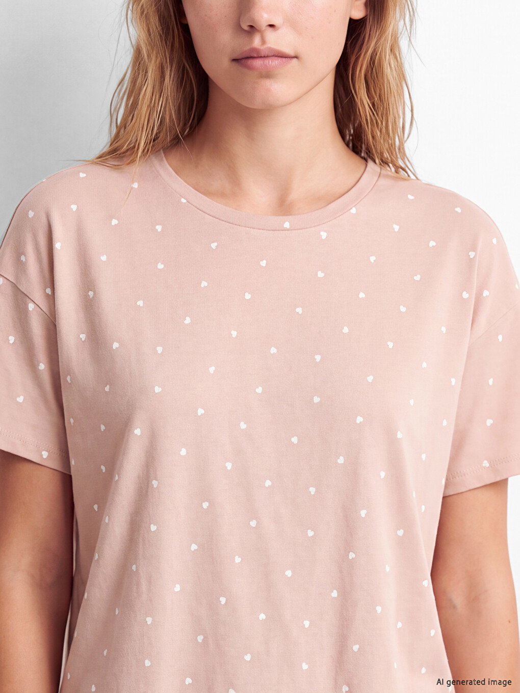 Bej Desenli Kadın Şortlu Pijama Takımı-2