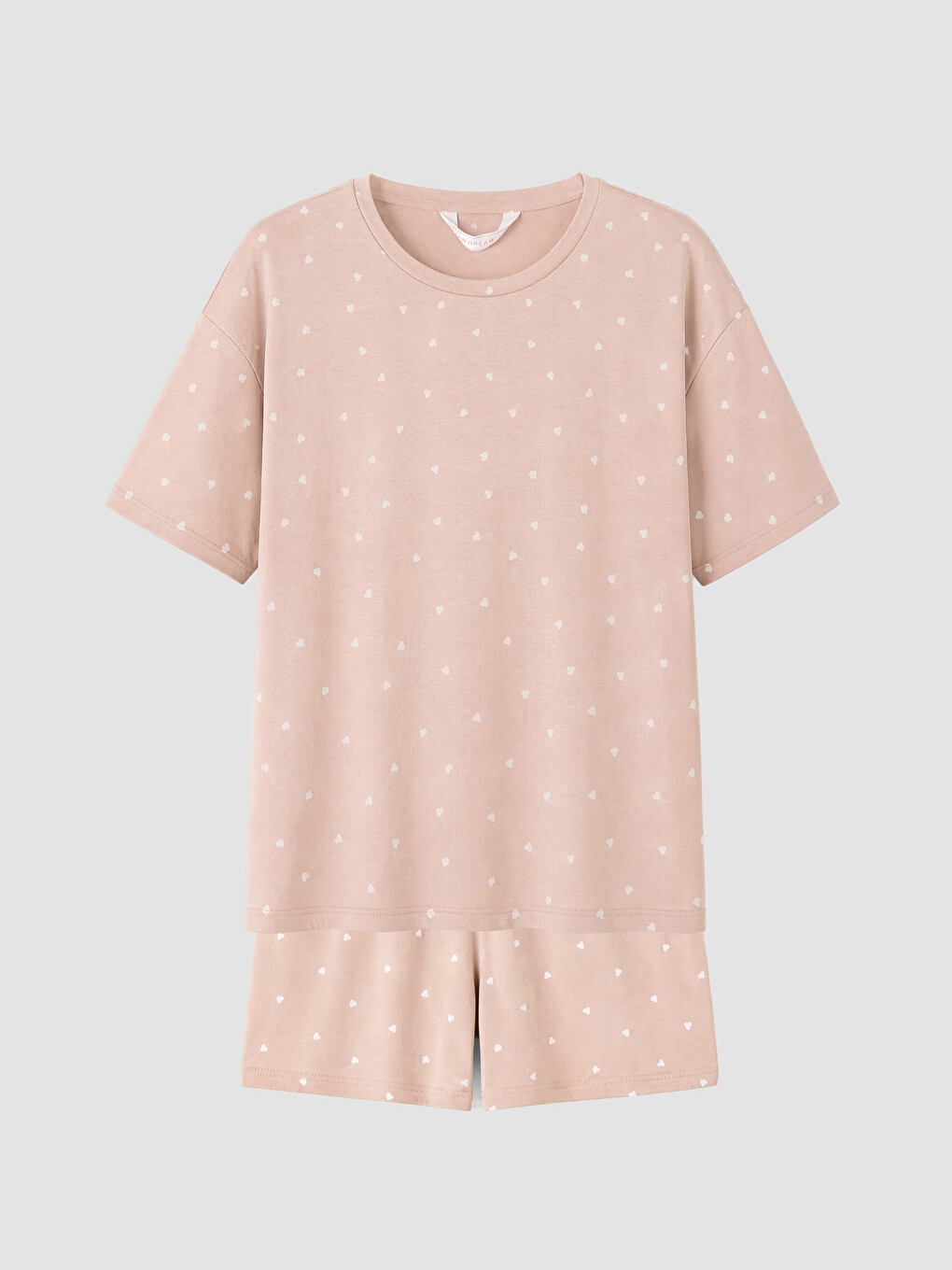 Bej Desenli Kadın Şortlu Pijama Takımı-4