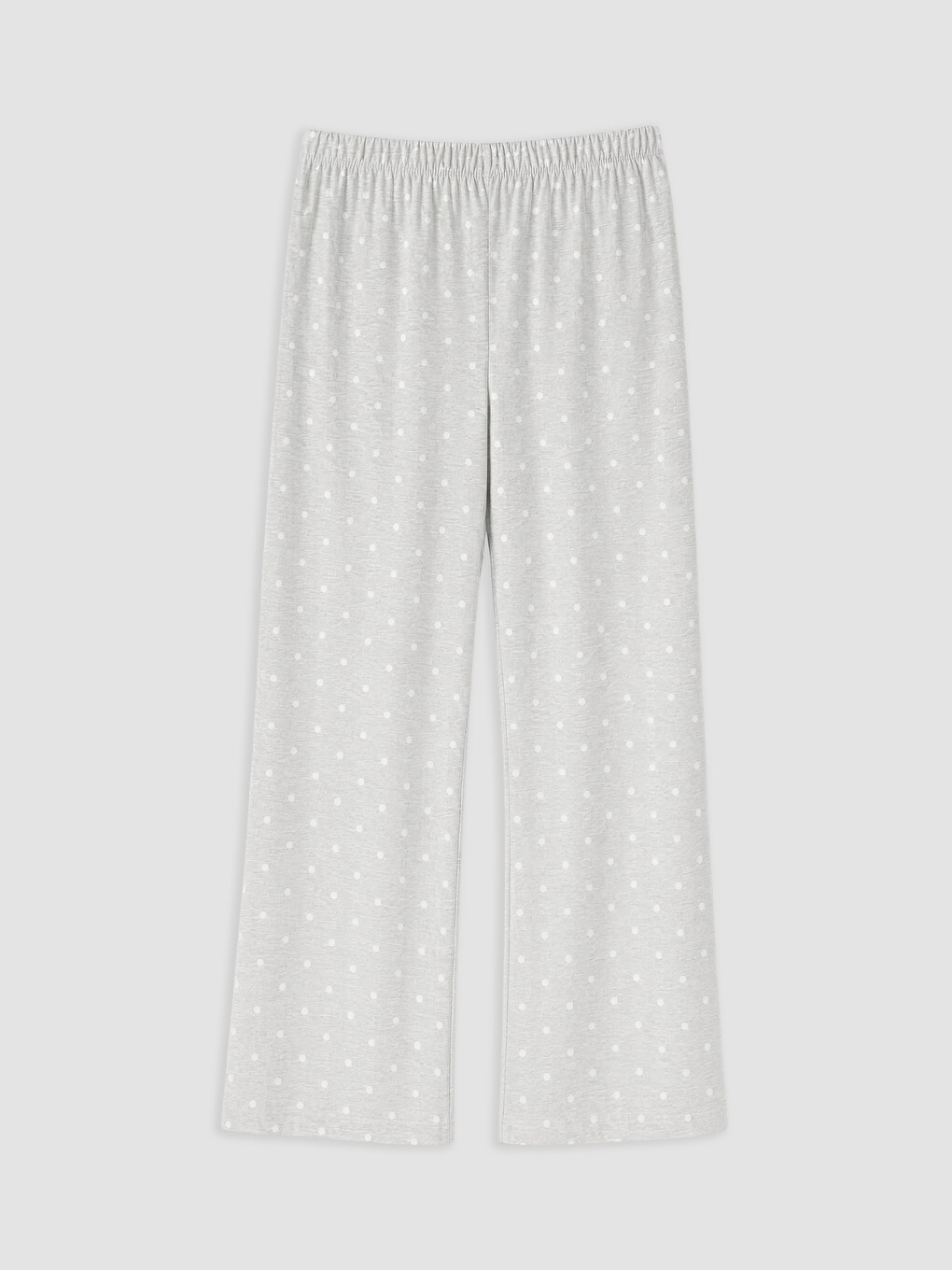 Gri Bisiklet Yaka Puantiyeli Kadın Pijama Takımı-3