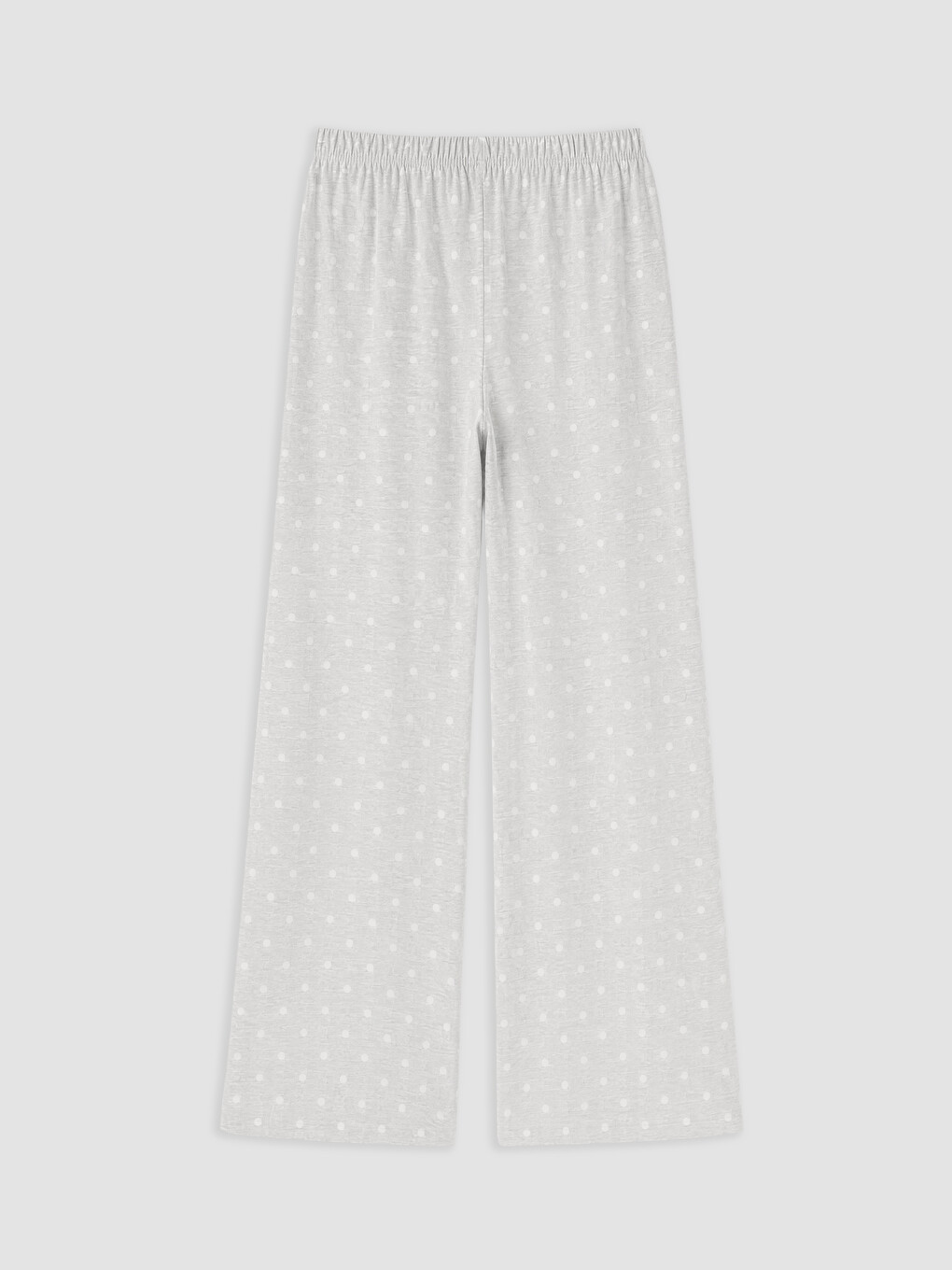 Gri Bisiklet Yaka Puantiyeli Kadın Pijama Takımı-4