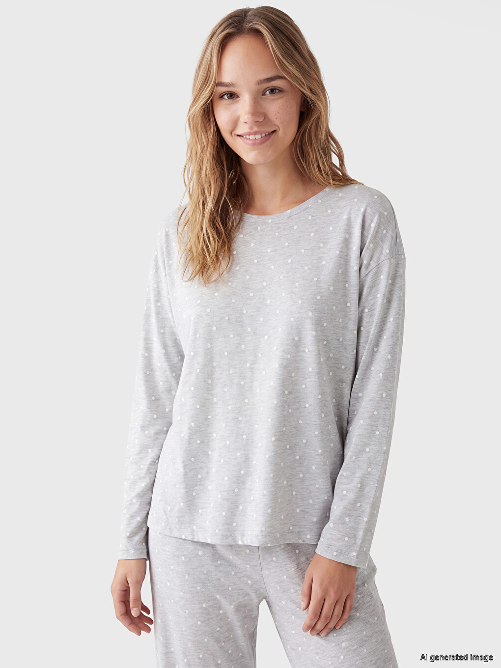 Crew Neck Polka Dot Women's Pyjamas Set-1
