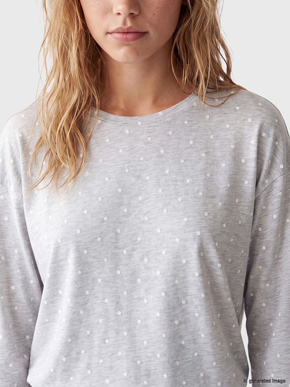 Crew Neck Polka Dot Women's Pyjamas Set-2