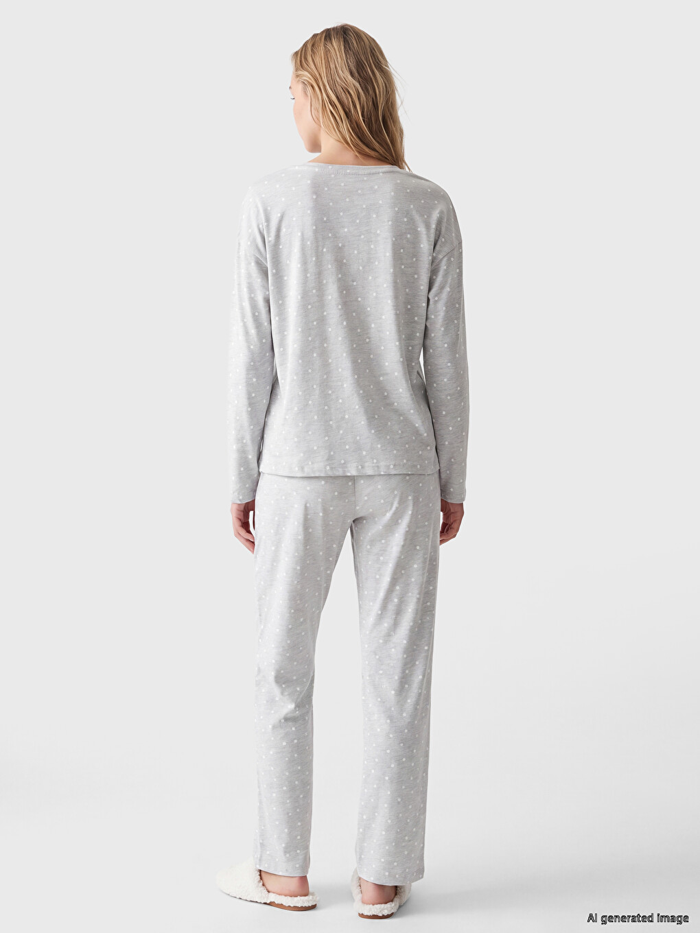 Crew Neck Polka Dot Women's Pyjamas Set-3