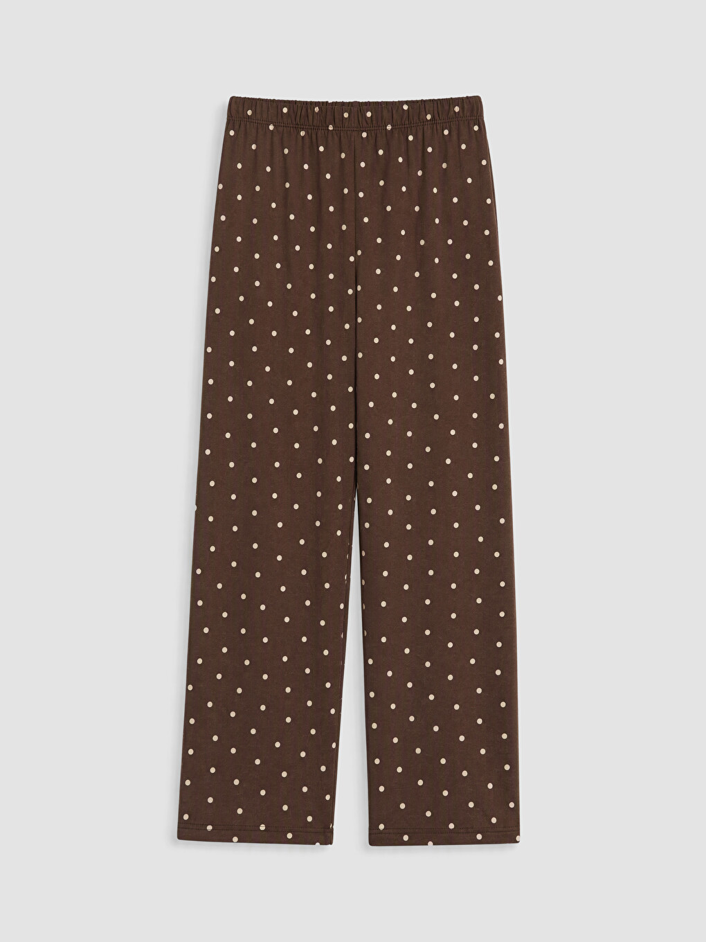 Kahverengi Bisiklet Yaka Puantiyeli Kadın Pijama Takımı-4
