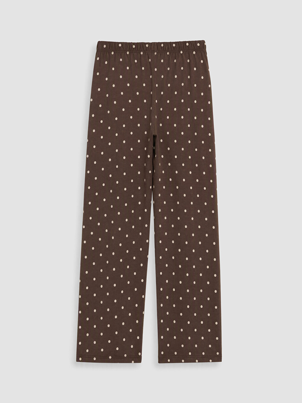 Kahverengi Bisiklet Yaka Puantiyeli Kadın Pijama Takımı-5