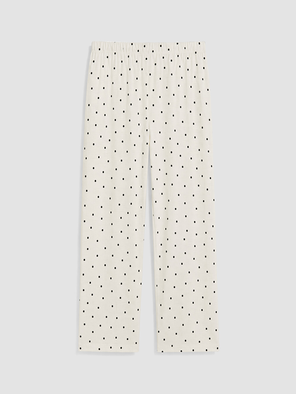 Ekru Bisiklet Yaka Puantiyeli Kadın Pijama Takımı-4