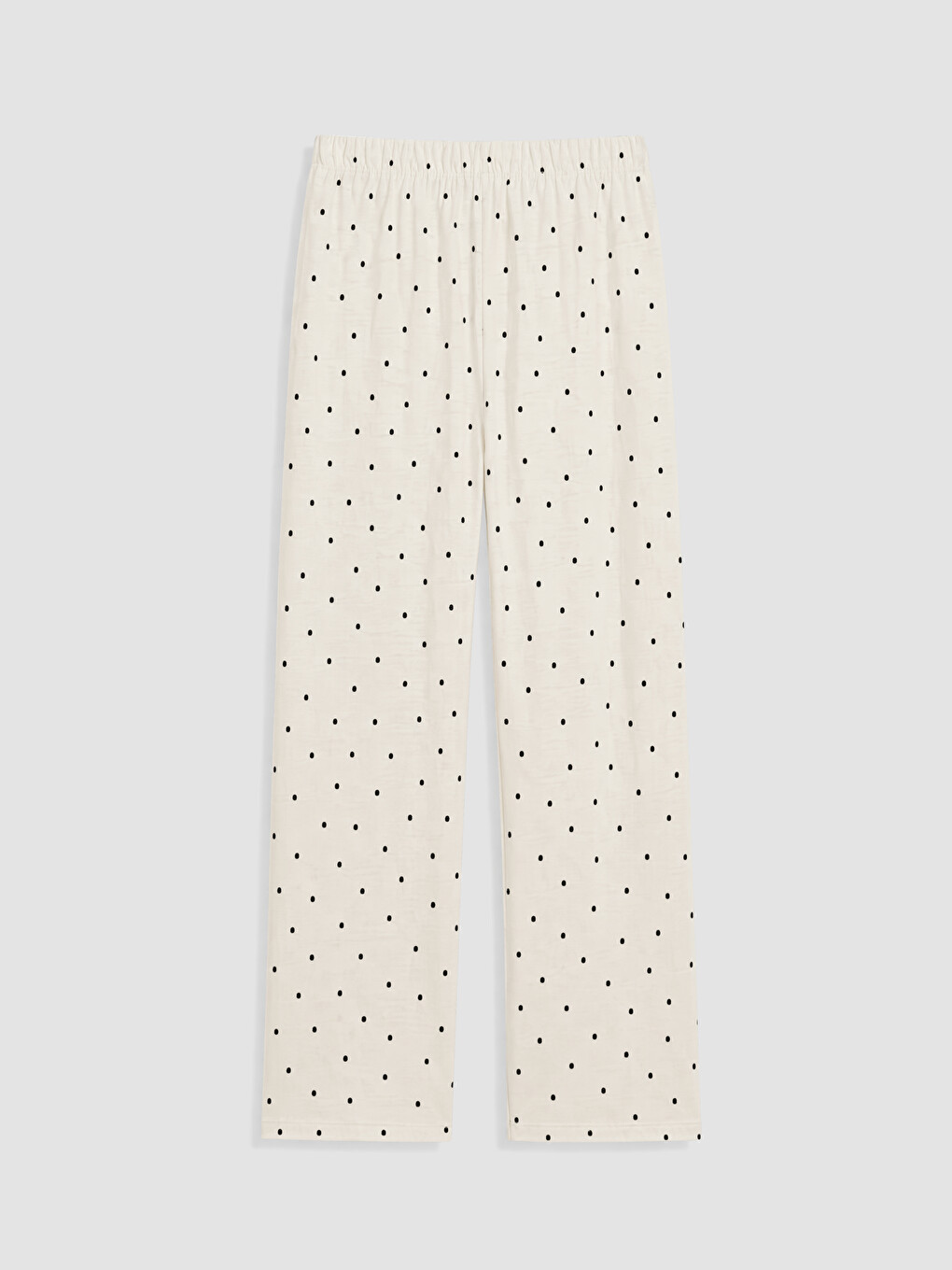 Ekru Bisiklet Yaka Puantiyeli Kadın Pijama Takımı-5