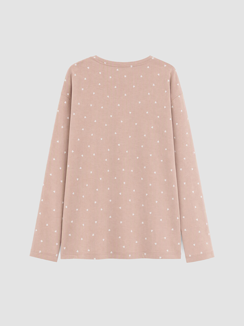 Bej Bisiklet Yaka Puantiyeli Kadın Pijama Takımı-3