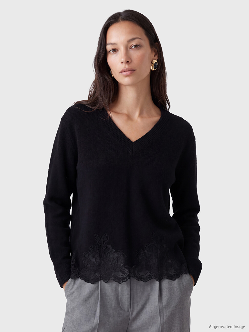 Lace Detailed Women's Knitwear Sweater