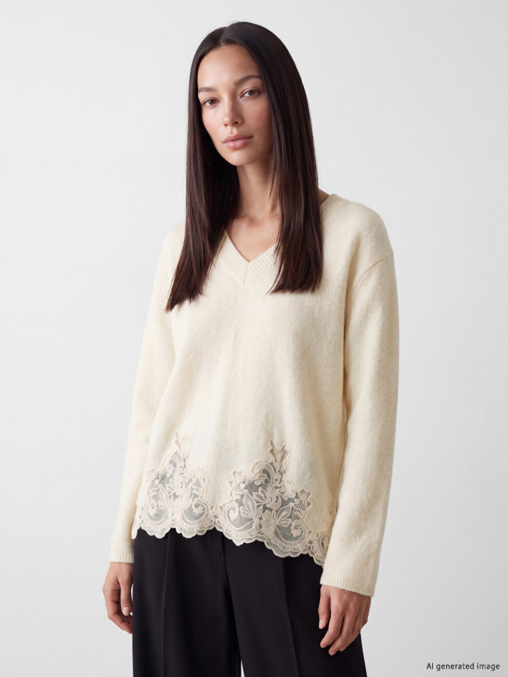 Lace Detailed Women's Knitwear Sweater