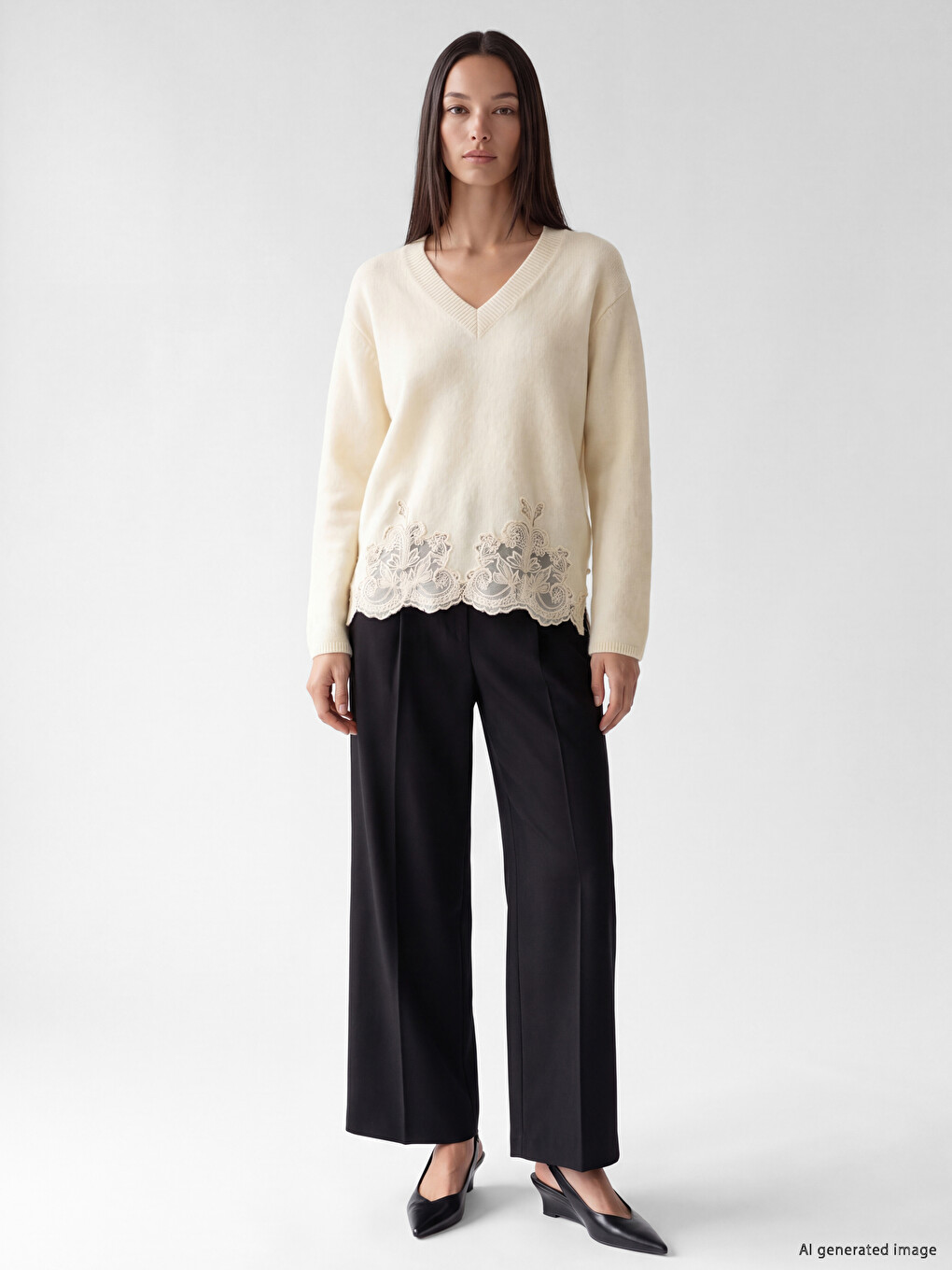 Lace Detailed Women's Knitwear Sweater-1