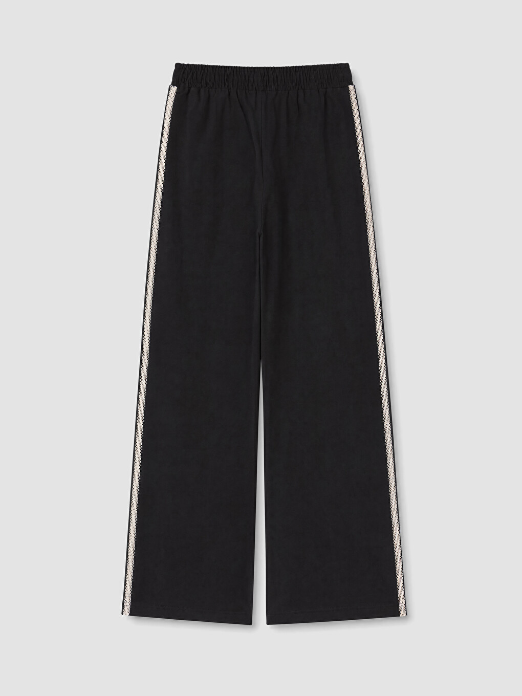 Siyah Geniş Paça Fit Kız Çocuk Gabardin Pantolon-1