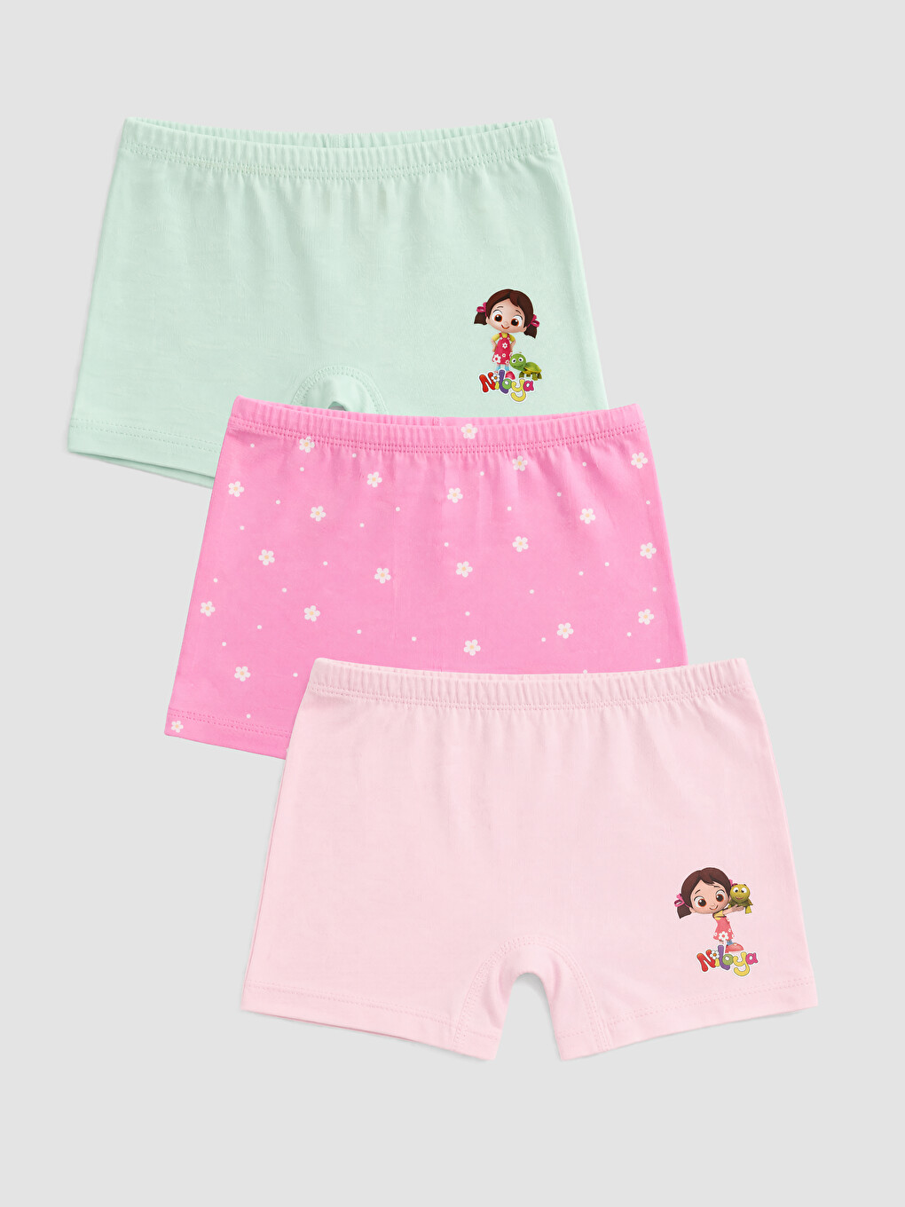 Pembe Kız Çocuk Niloya Baskılı Boxer 3'lü-5