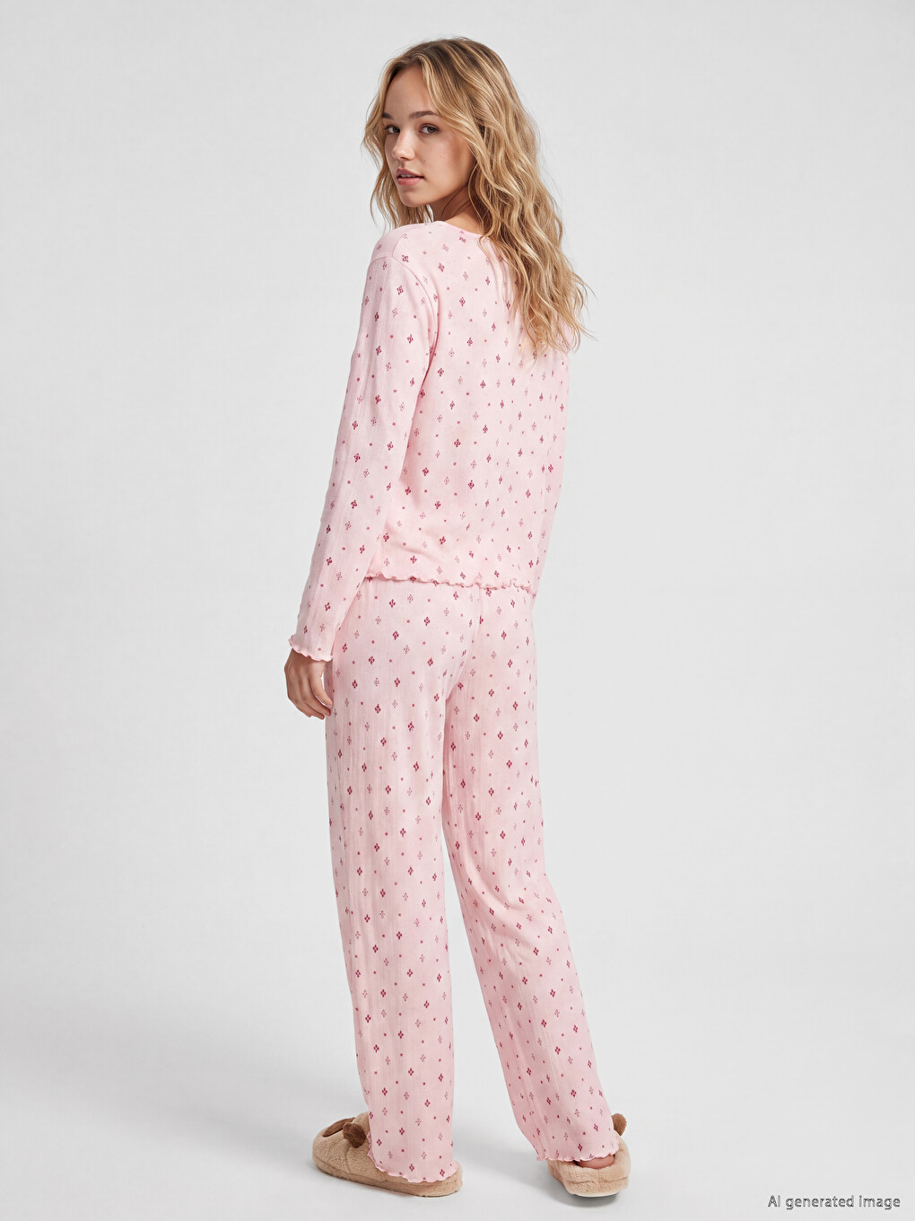 U Neck Patterned Women's Pyjamas Set-3